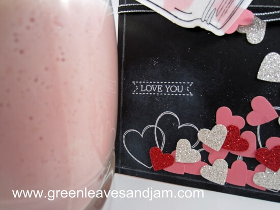 valentine pink milk with heart card