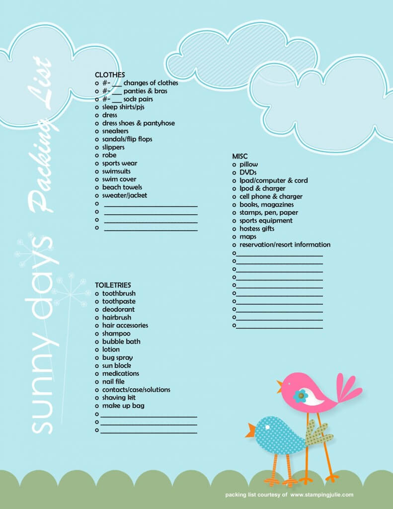 Summer Vacation Packing List created in My Digital Studio