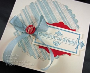 Layered Labels red congratulations card close up