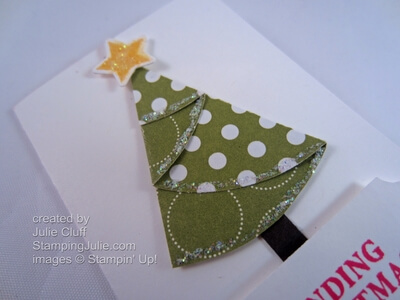 Joyous Celebrations folded Christmas tree gift card close up