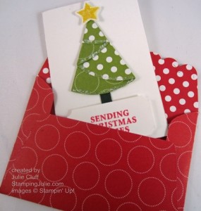 Joyous Celebrations folded Christmas tree gift card in envelope