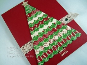Scallop Ruffle Christmas Tree Card close up