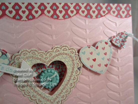 Hearts a Flutter valentines vine card detail