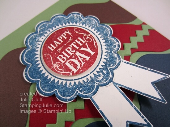 blue ribbon birthday card detail