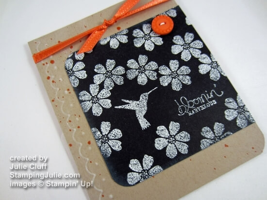 bloomin' marvelous hummingbird flower chalkboard stamping card close up