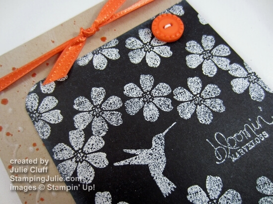 bloomin' marvelous hummingbird flower chalkboard stamping card detail