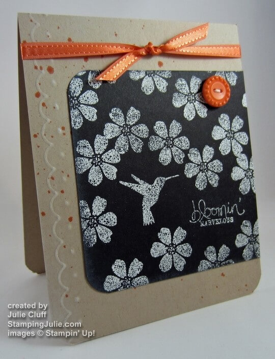 bloomin' marvelous hummingbird flower chalkboard stamping card
