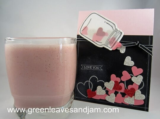 valentine pink milk with heart card
