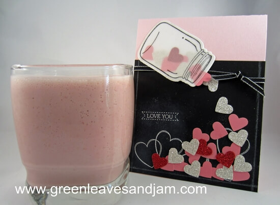 valentine pink milk with heart card