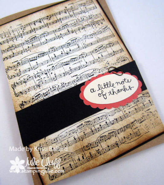 kristi's thanks card stampingjulie.com music theme