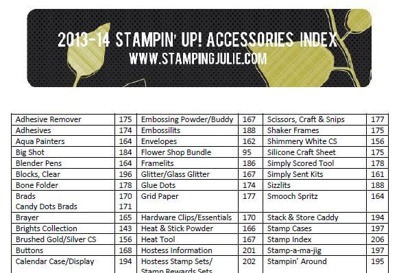 2013-14 Stampin' Up! Catalog Accessories Index