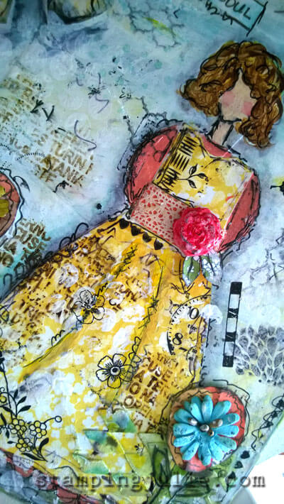 sunshine in her soul mixed media girl painting stampingjulie.com
